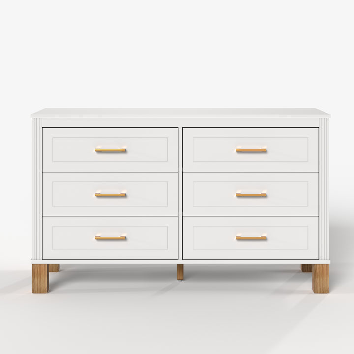 White 6-Drawer Salon Storage Cabinet with Metal Handles