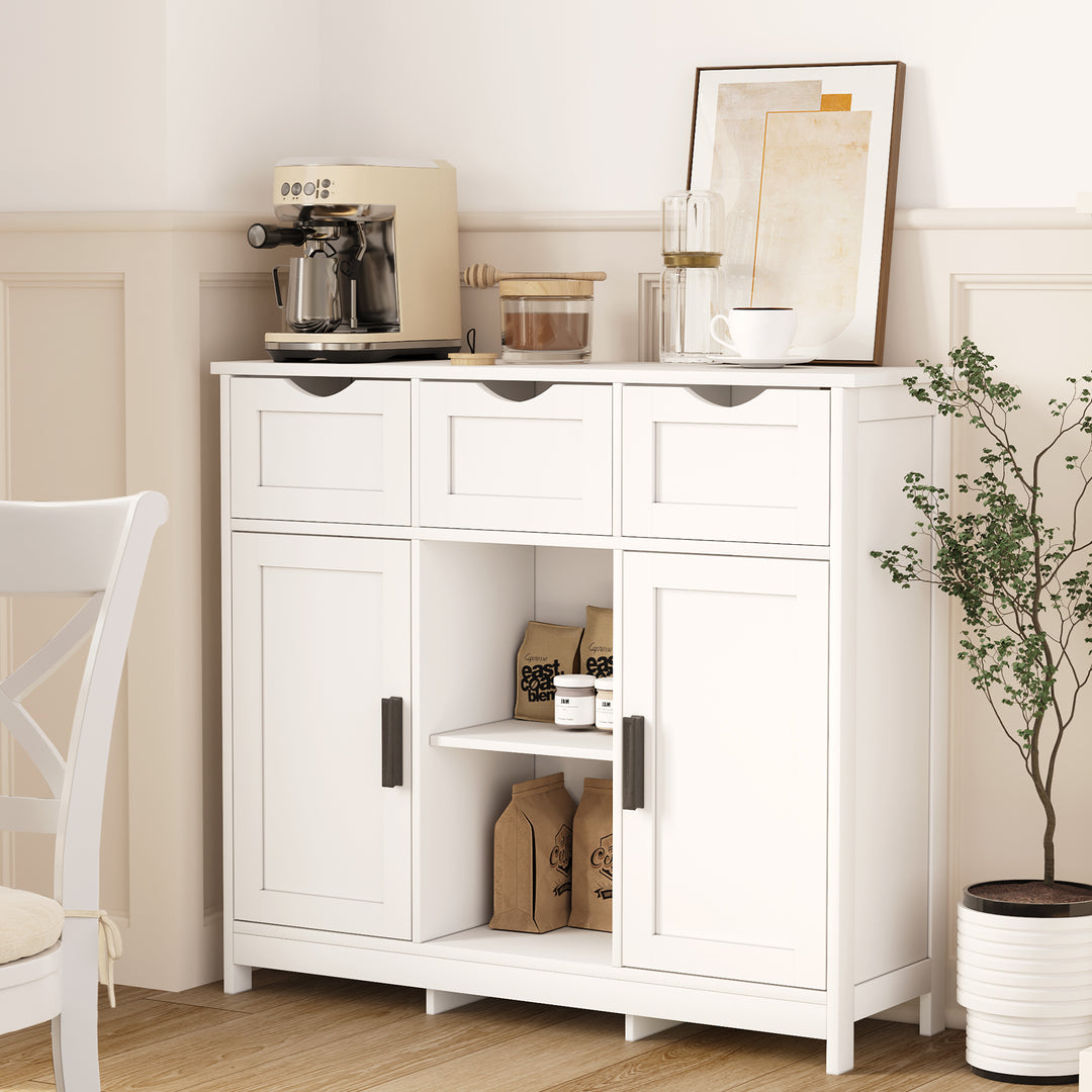 White Salon Storage Cabinet with Drawers, Doors and Adjustable Shelves