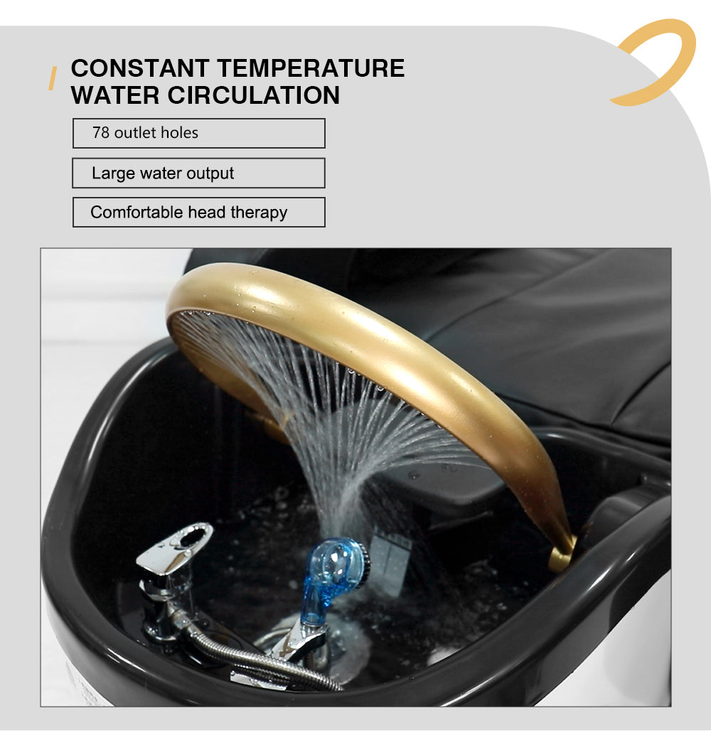 Salon Shampoo Station Hair Wash Sink With Chair Salon Sink Shampoo Backwash Unit With Large Porcelain Bowl, Hair