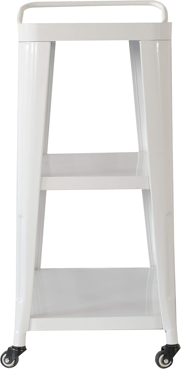 3-Tier White Metal Utility Cart for Salon &amp; Spa Supplies