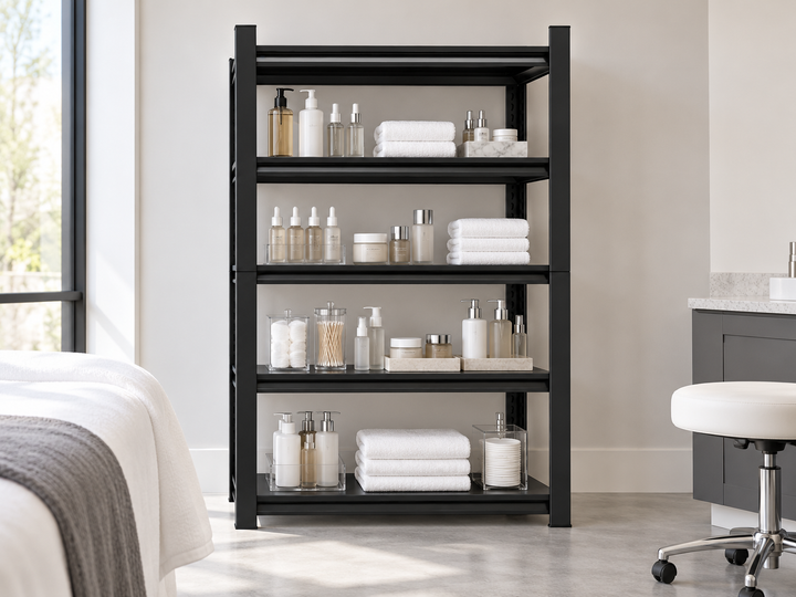 5-Tier Metal Storage Rack for Salon &amp; Spa Supplies – Black