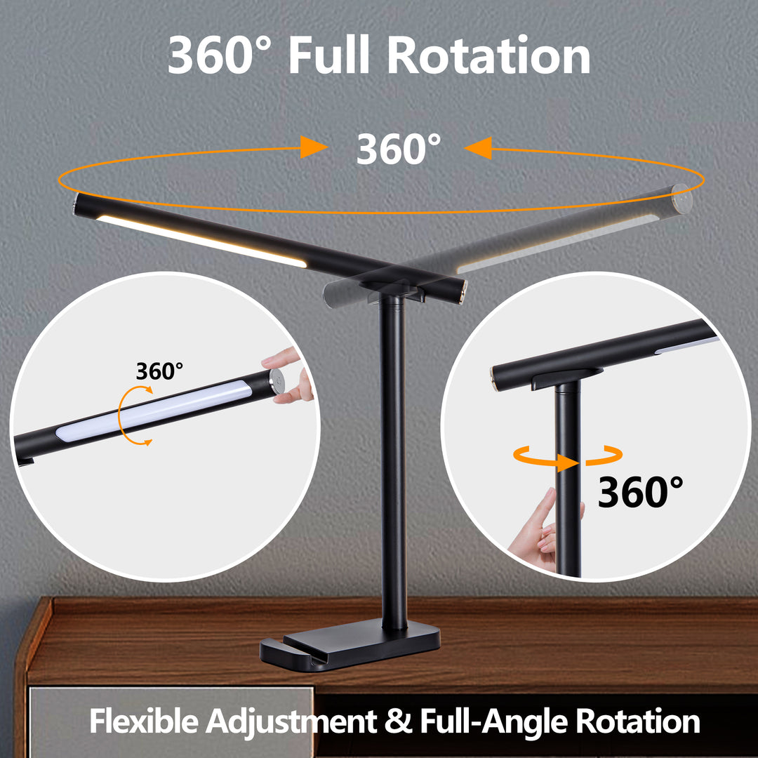 Black Adjustable LED Salon Desk Lamp with Touch Dimming
