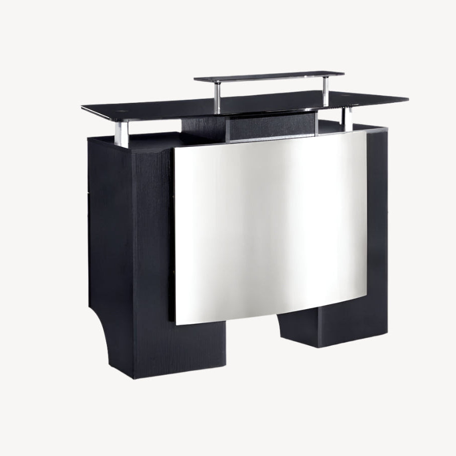 Mayakoba GLASGLOW I Modern Reception Desk, Glass Top, Integrated Storage