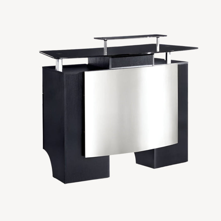 Mayakoba GLASGLOW I Modern Reception Desk, Glass Top, Integrated Storage