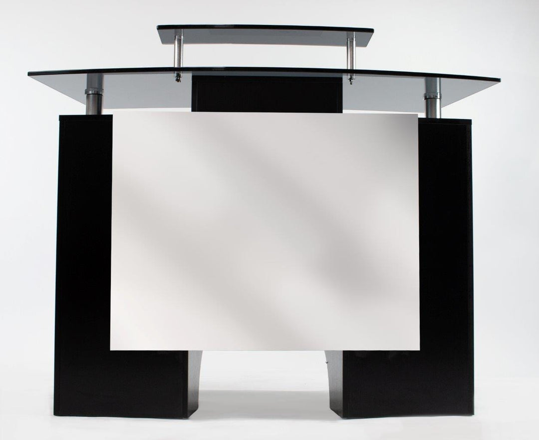 Mayakoba GLASGLOW I Modern Reception Desk, Glass Top, Integrated Storage
