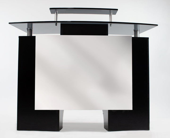 Mayakoba GLASGLOW I Modern Reception Desk, Glass Top, Integrated Storage