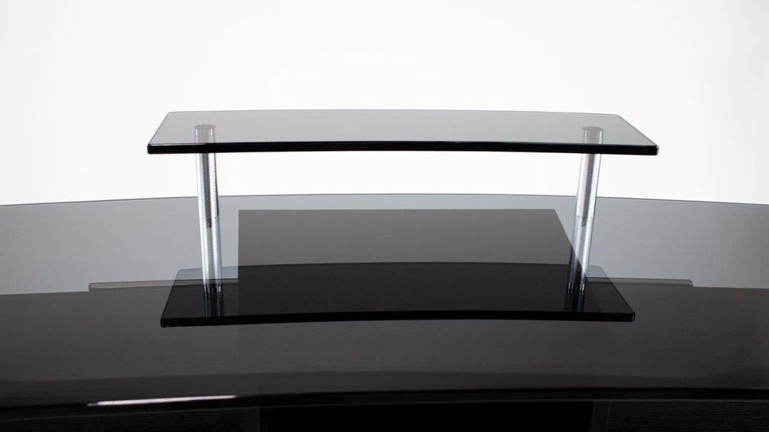 Mayakoba GLASGLOW I Modern Reception Desk, Glass Top, Integrated Storage