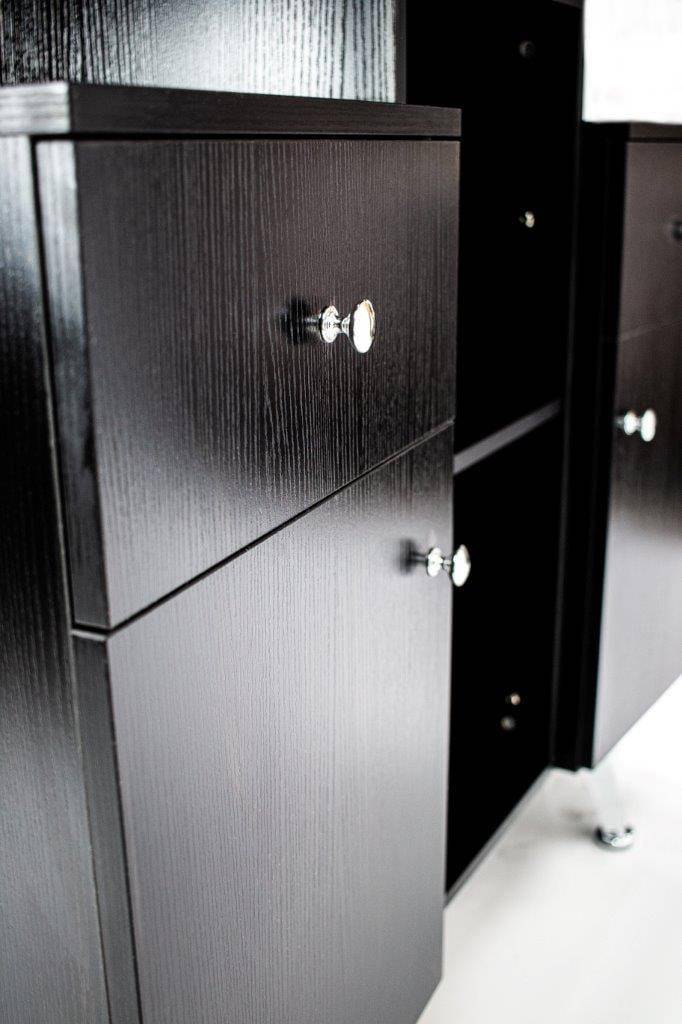 Mayakoba GLASGLOW I Modern Reception Desk, Glass Top, Integrated Storage