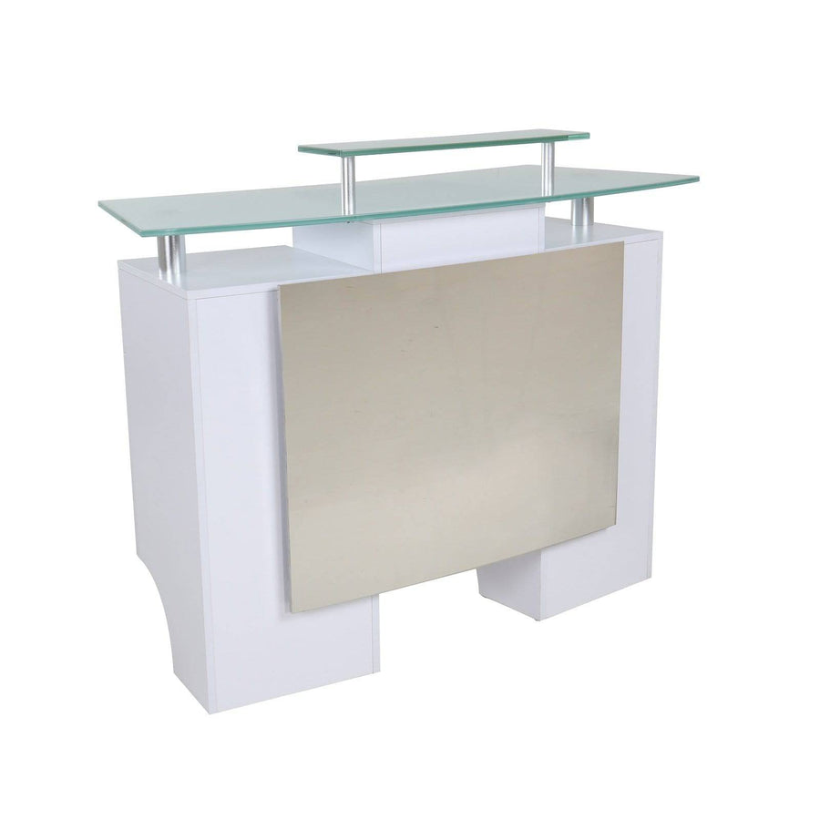 Mayakoba GLASGLOW I Modern Reception Desk, Glass Top, Integrated Storage