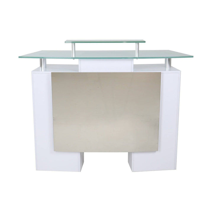 Mayakoba GLASGLOW I Modern Reception Desk, Glass Top, Integrated Storage