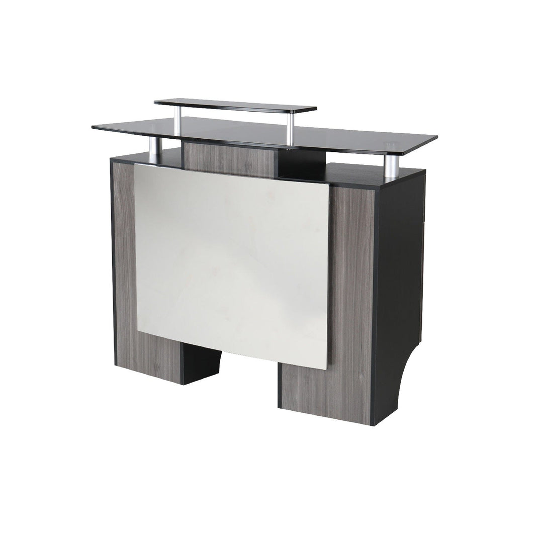 Mayakoba GLASGLOW I Modern Reception Desk, Glass Top, Integrated Storage