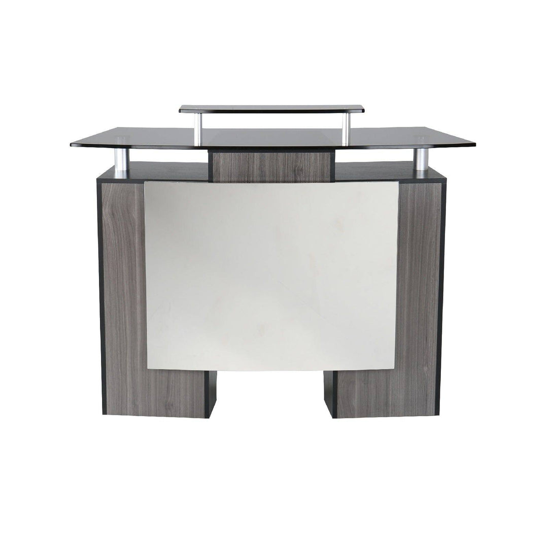 Mayakoba GLASGLOW I Modern Reception Desk, Glass Top, Integrated Storage