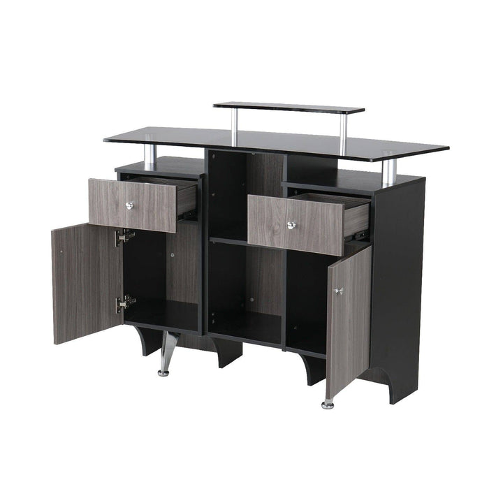 Mayakoba GLASGLOW I Modern Reception Desk, Glass Top, Integrated Storage