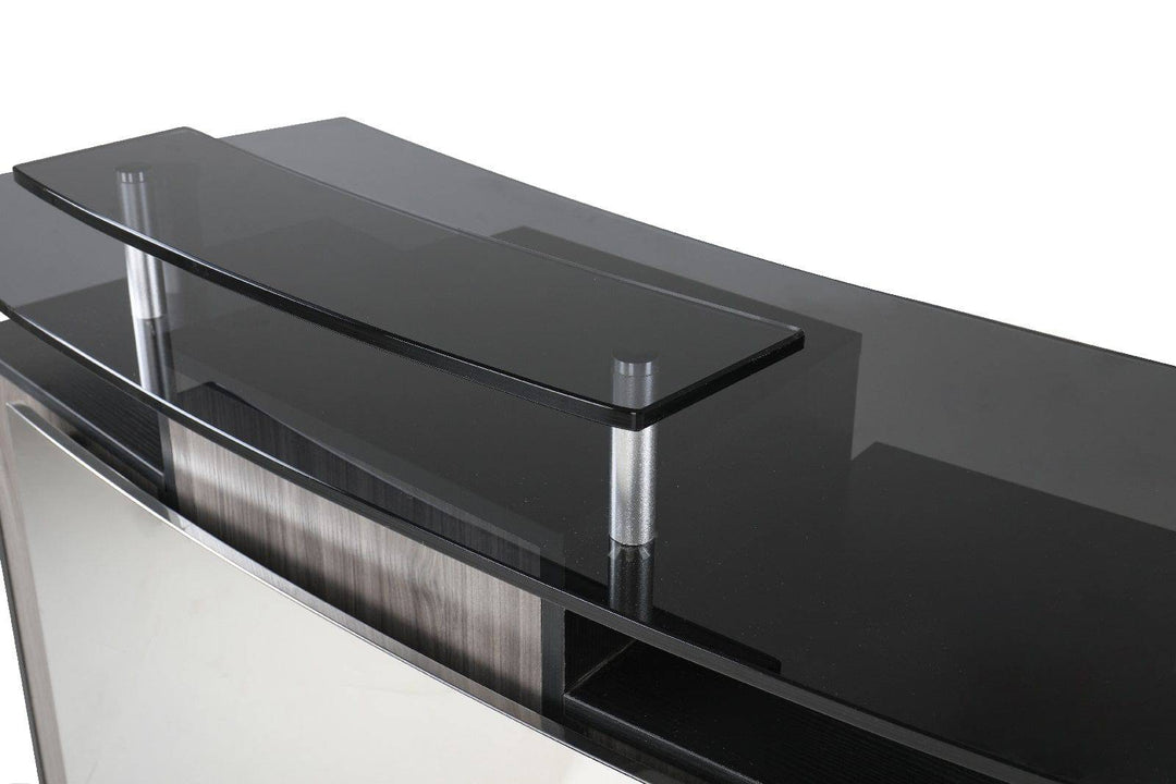 Mayakoba GLASGLOW I Modern Reception Desk, Glass Top, Integrated Storage