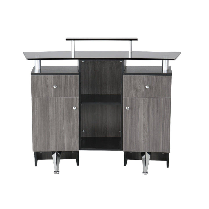 Mayakoba GLASGLOW I Modern Reception Desk, Glass Top, Integrated Storage