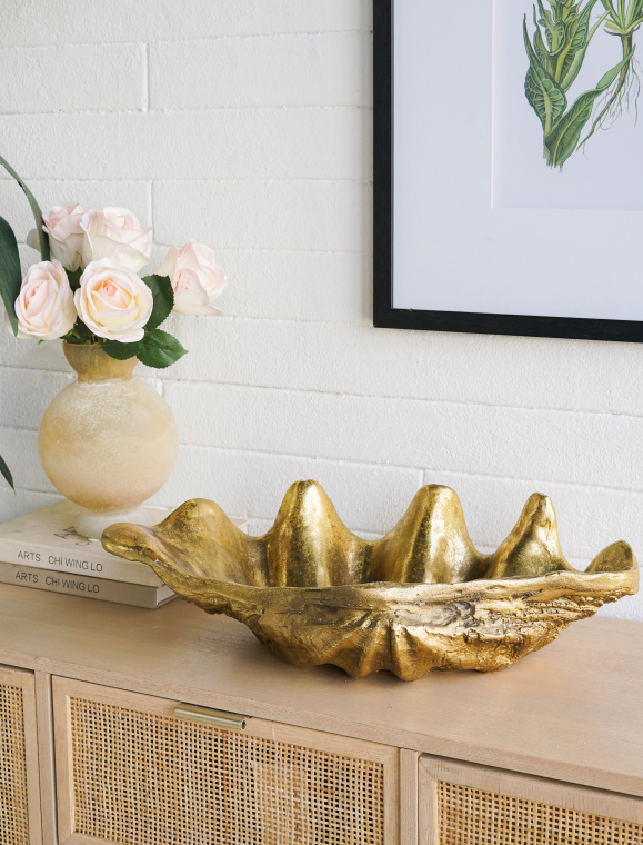 Antique Gold Shell Decorative Bowl for Salon &amp; Spa