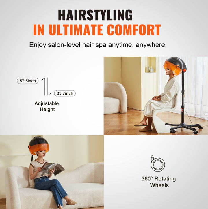 1875W Ionic Hooded Hair Dryer with Rolling Stand