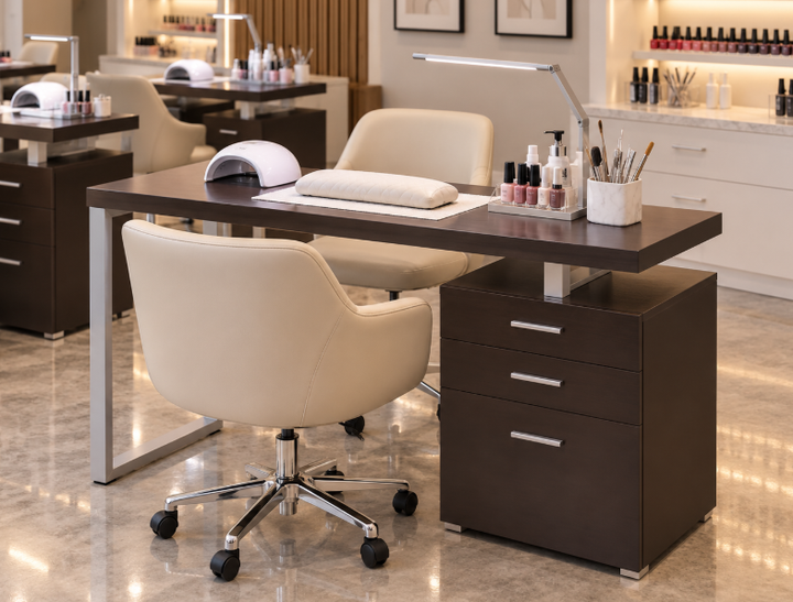 Modern Manicure Table with 3 Storage Drawers