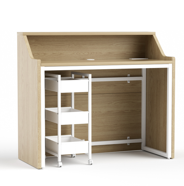 46.5" Modern Salon Reception Desk with Rolling Storage Cart