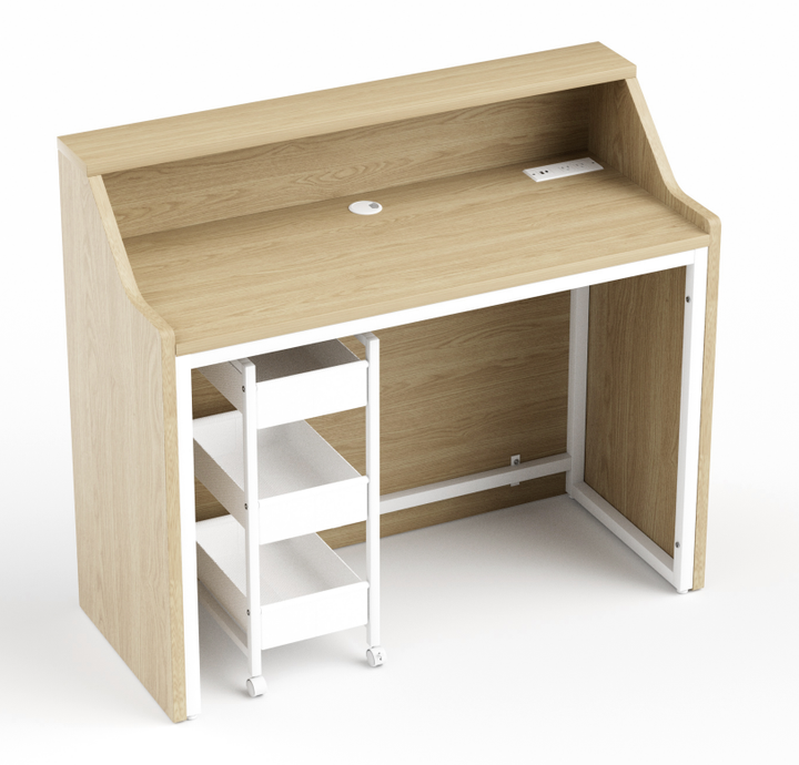 46.5" Modern Salon Reception Desk with Rolling Storage Cart