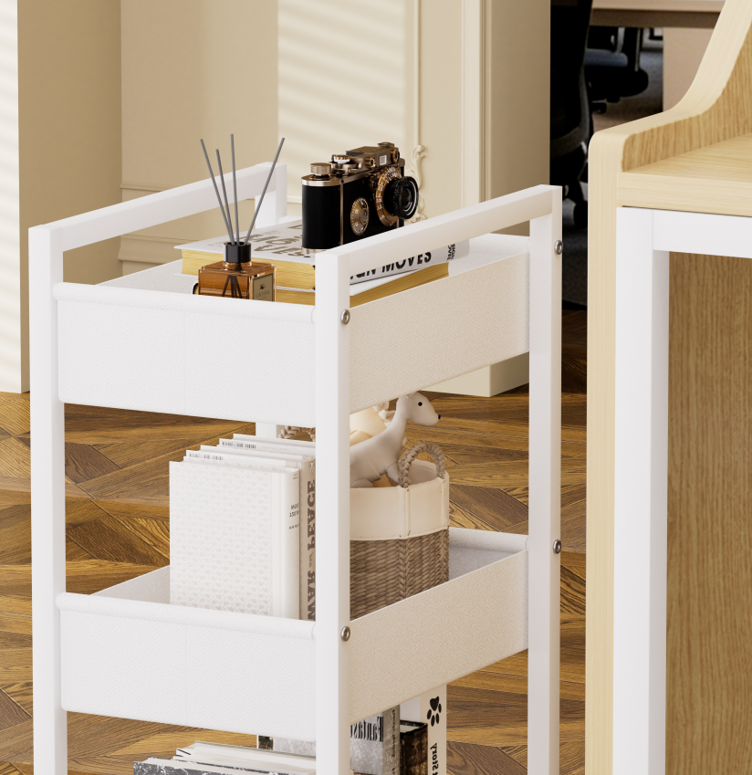46.5" Modern Salon Reception Desk with Rolling Storage Cart