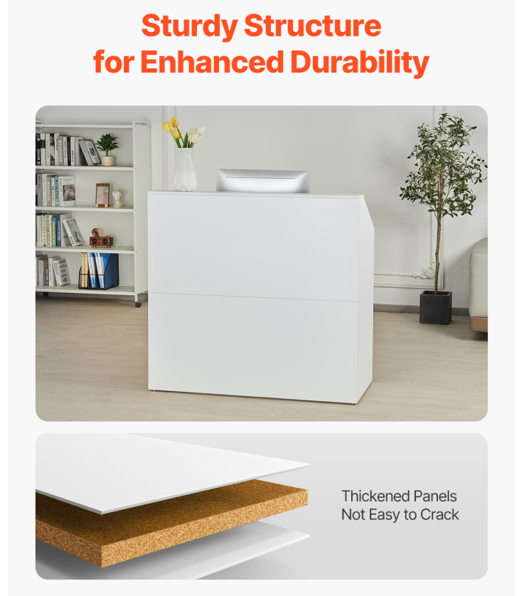 46" White Salon Reception Desk