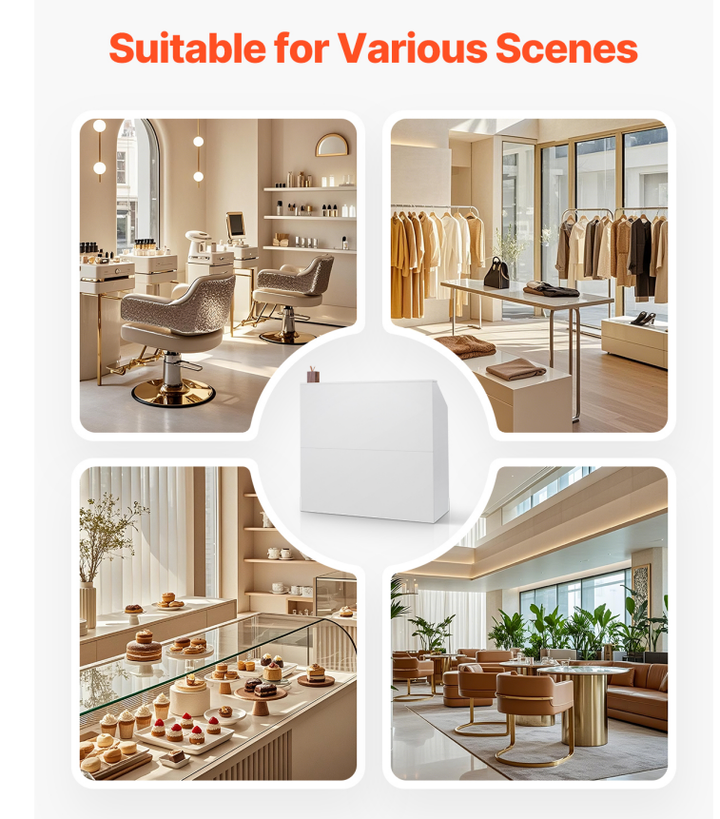 46" White Salon Reception Desk
