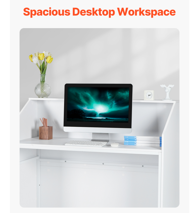 46" White Salon Reception Desk