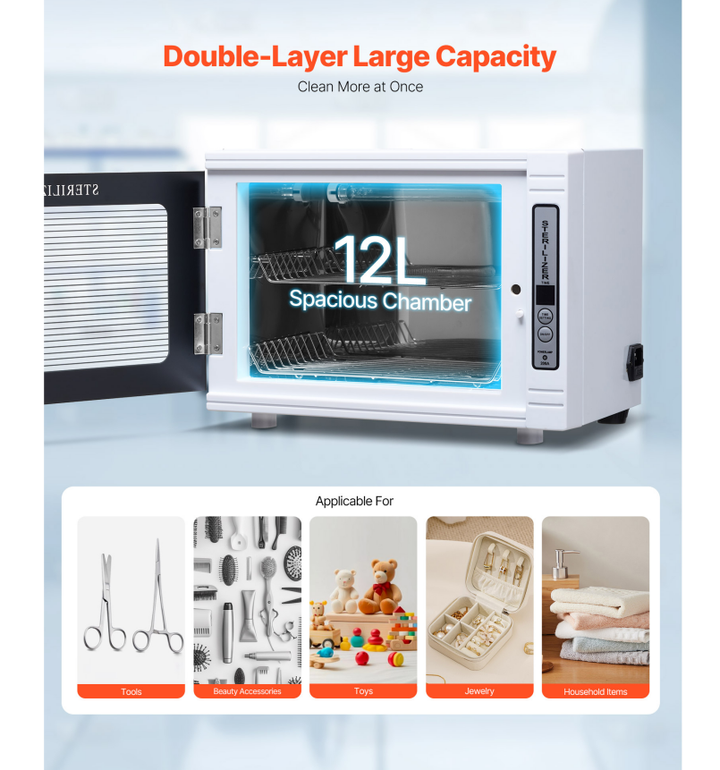 12L UV Nail Tool Cleaning Cabinet with Timer