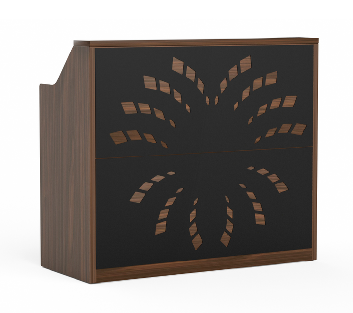 46.5" Walnut Salon Reception Desk with Rolling Storage Cart，Walnut+Black