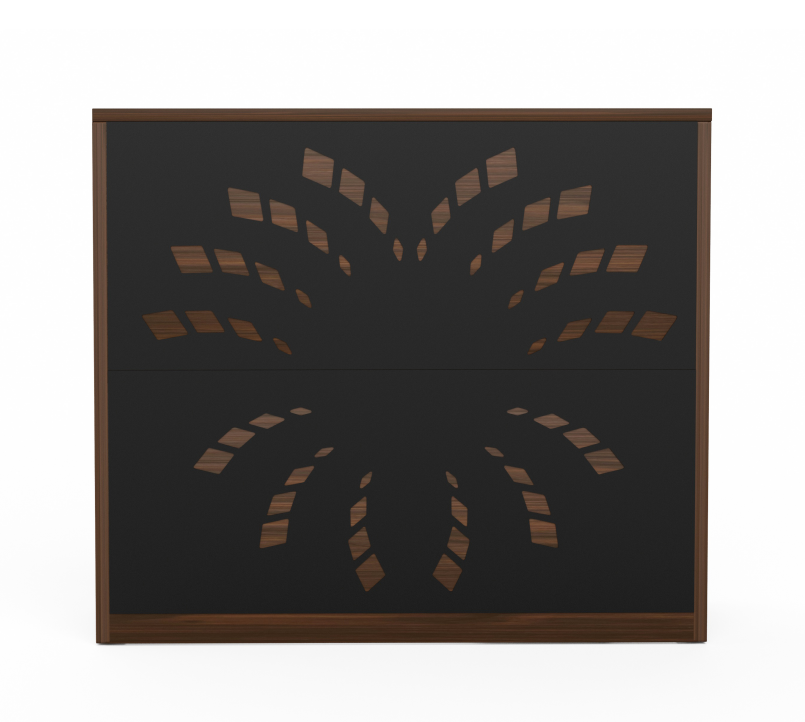 46.5" Walnut Salon Reception Desk with Rolling Storage Cart，Walnut+Black