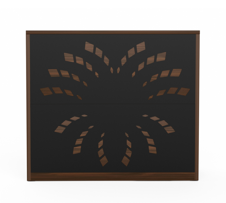 46.5" Walnut Salon Reception Desk with Rolling Storage Cart，Walnut+Black