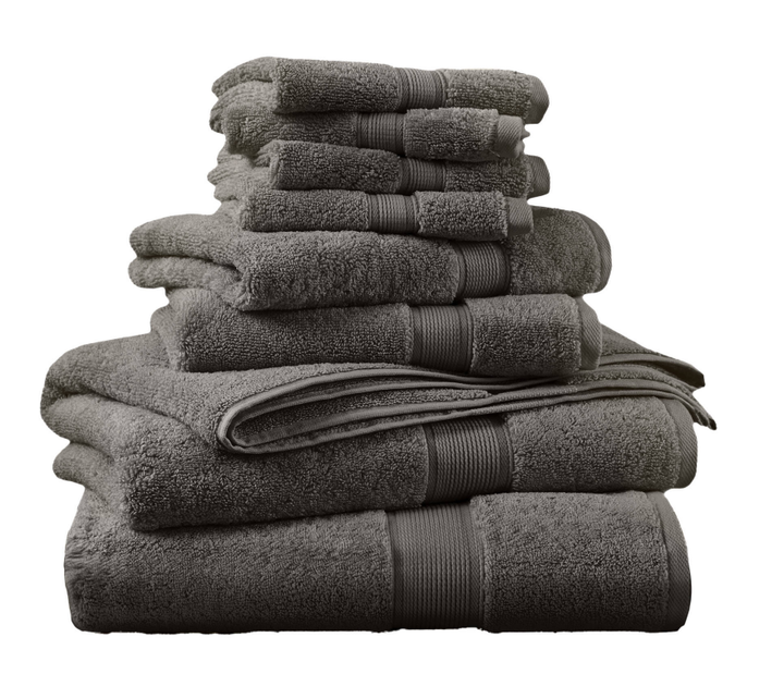 8-Piece Charcoal Cotton Towel Set for Spa &amp; Salon