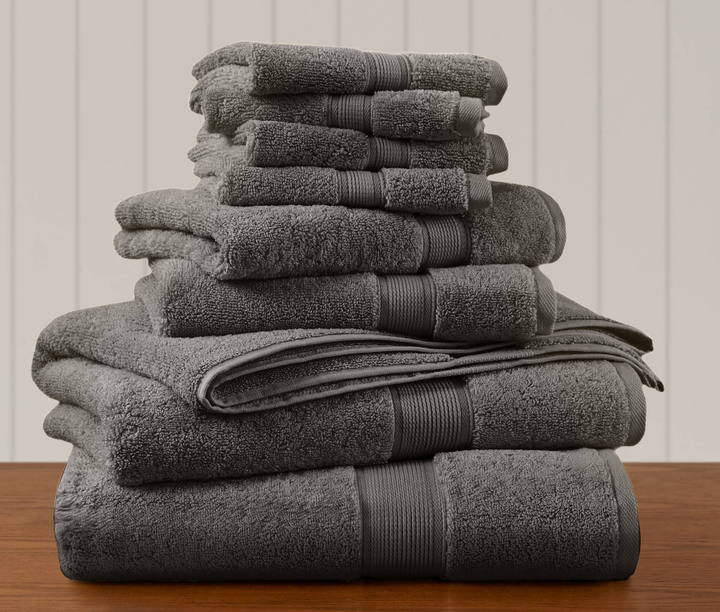 8-Piece Charcoal Cotton Towel Set for Spa &amp; Salon
