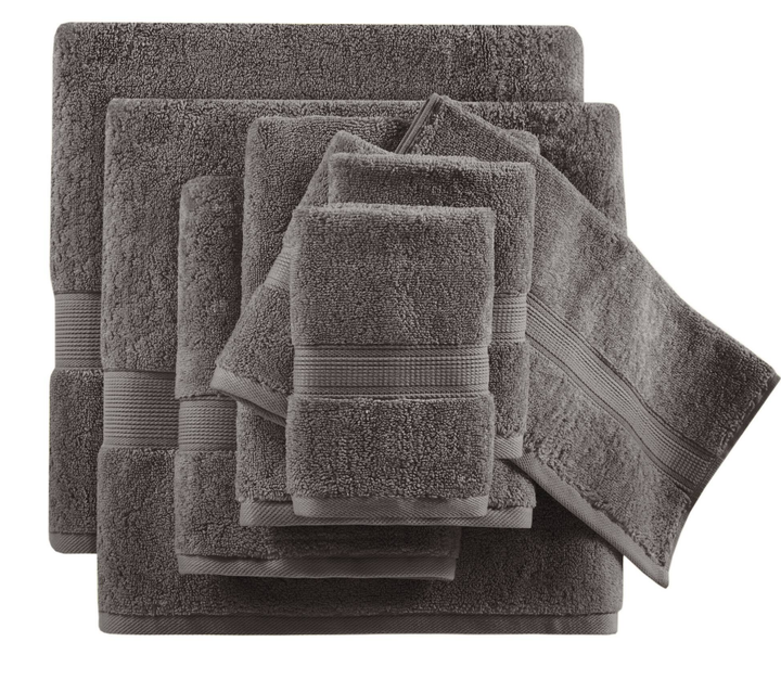 8-Piece Charcoal Cotton Towel Set for Spa &amp; Salon