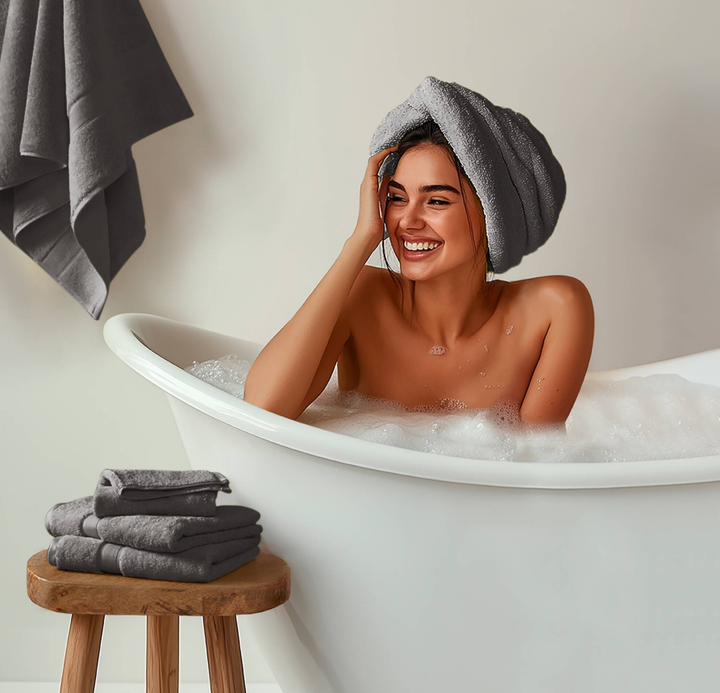 8-Piece Charcoal Cotton Towel Set for Spa &amp; Salon