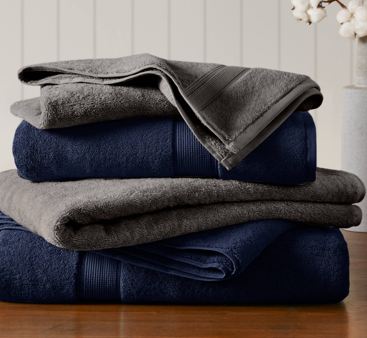 8-Piece Charcoal Cotton Towel Set for Spa &amp; Salon