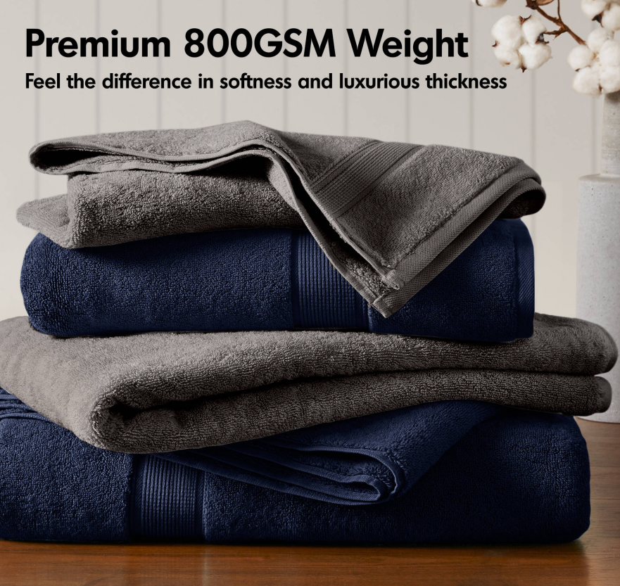 8-Piece Charcoal Cotton Towel Set for Spa &amp; Salon