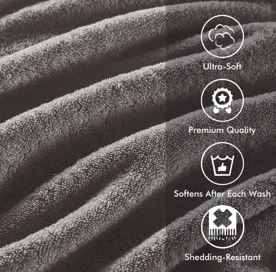 8-Piece Charcoal Cotton Towel Set for Spa &amp; Salon