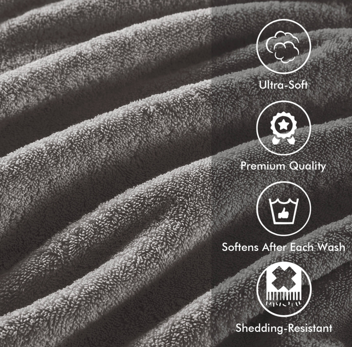 8-Piece Charcoal Cotton Towel Set for Spa &amp; Salon