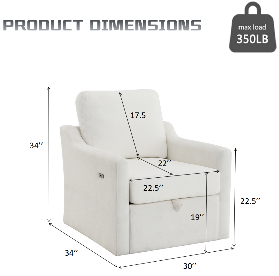 White Swivel Accent Chair for Salon &amp; Spa Waiting Rooms