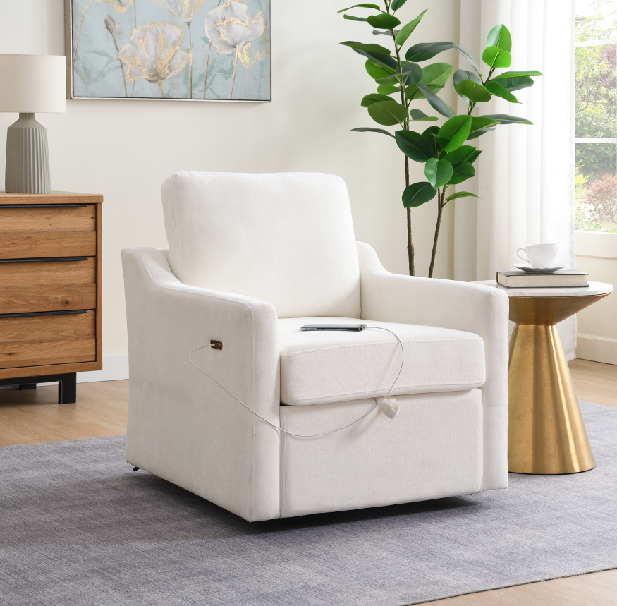 White Swivel Accent Chair for Salon &amp; Spa Waiting Rooms