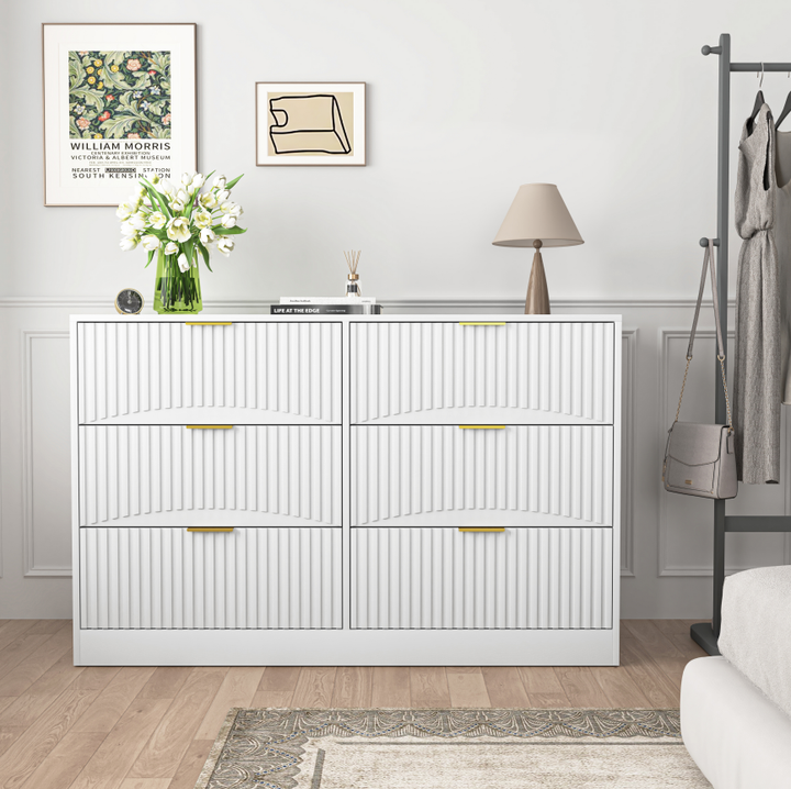 White 6-Drawer Storage Dresser for Salon &amp; Spa