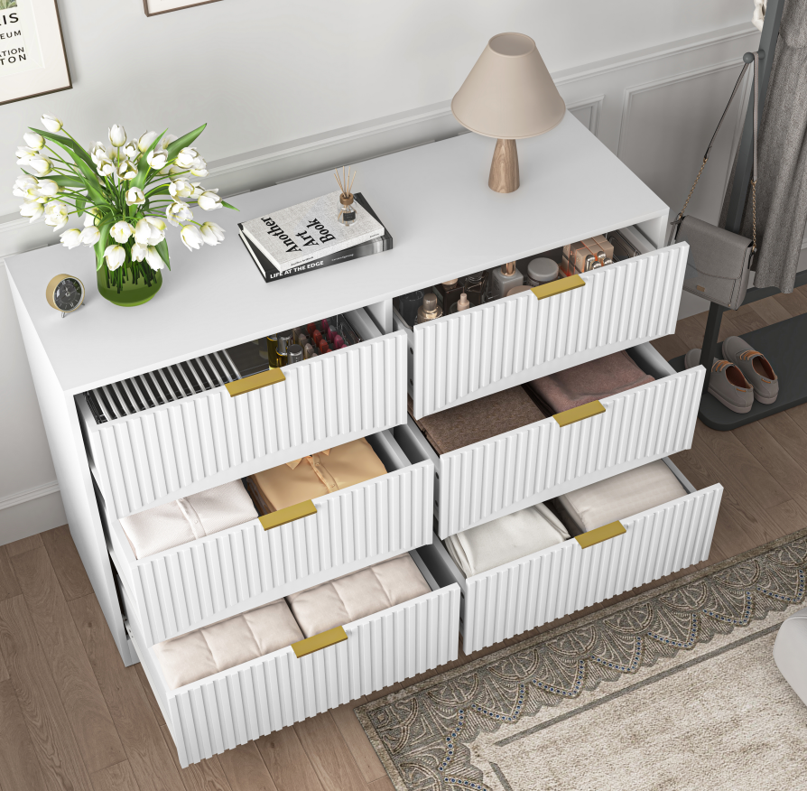 White 6-Drawer Storage Dresser for Salon &amp; Spa