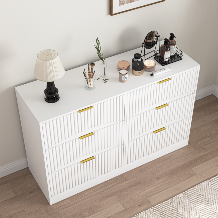 White 6-Drawer Storage Dresser for Salon &amp; Spa