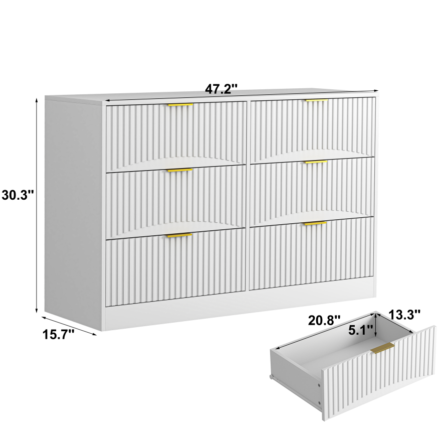 White 6-Drawer Storage Dresser for Salon &amp; Spa