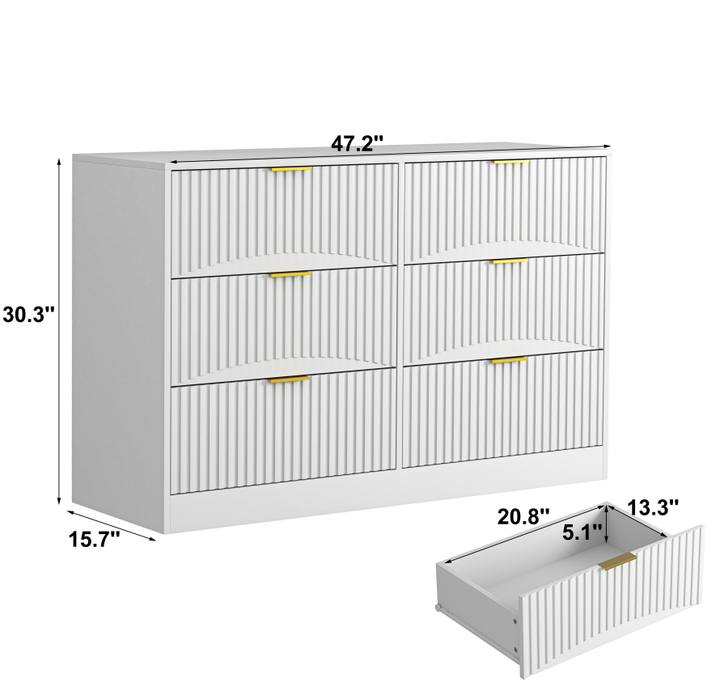 White 6-Drawer Storage Dresser for Salon &amp; Spa
