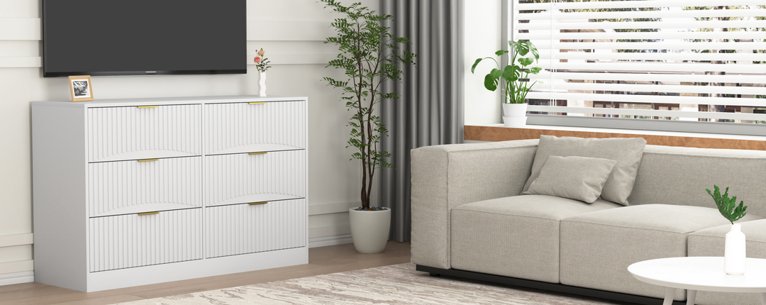 White 6-Drawer Storage Dresser for Salon &amp; Spa