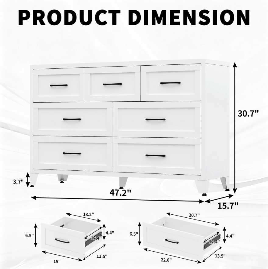 White 7-Drawer Metal Storage Dresser for Salon &amp; Spa
