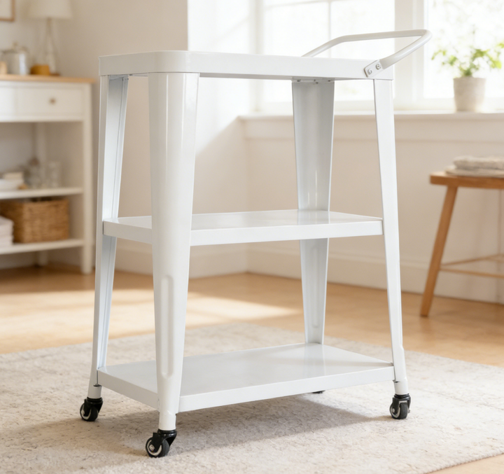 3-Tier White Metal Utility Cart for Salon &amp; Spa Supplies